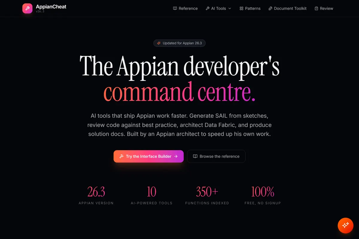 Appian Cheat — Appian developer tool site