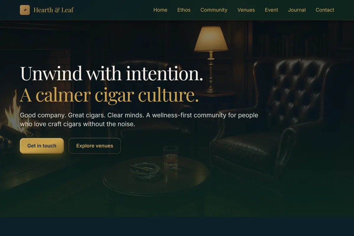 Hearth & Leaf — cigar community site