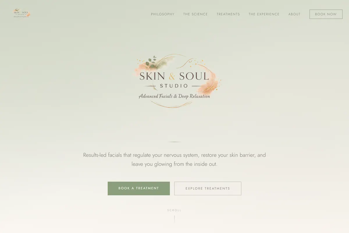 Skin & Soul Studio — facial therapy studio site